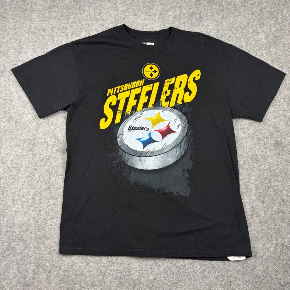 Y2K NFL Team Apparel Pittsburgh Steelers T Shirt Mens Large Black Graphic Tee